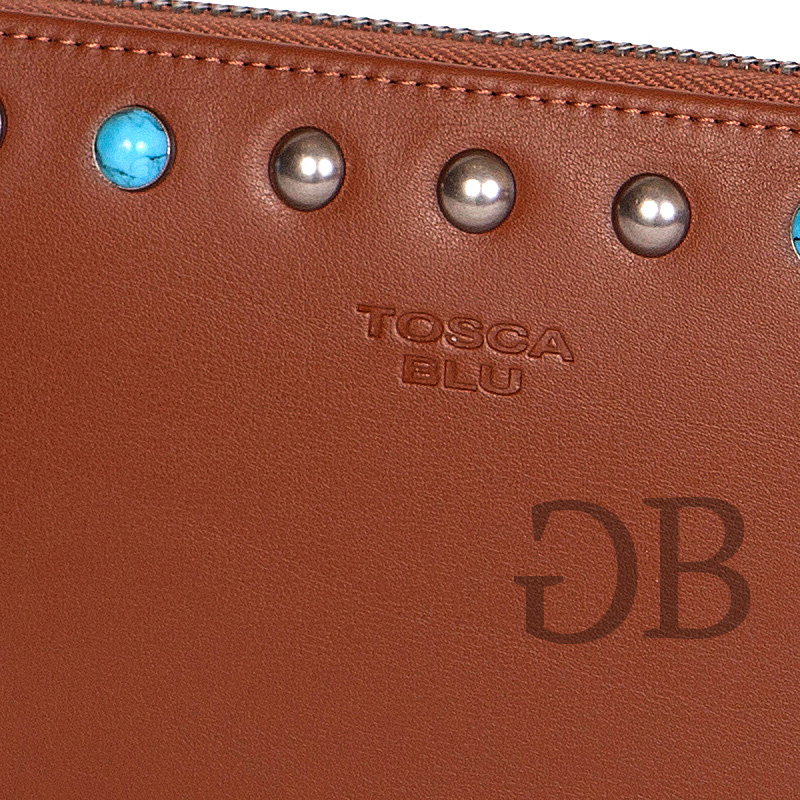 Большой кошелек на молнии с голубым бисером Tosca Blu TS176P203 cuoio